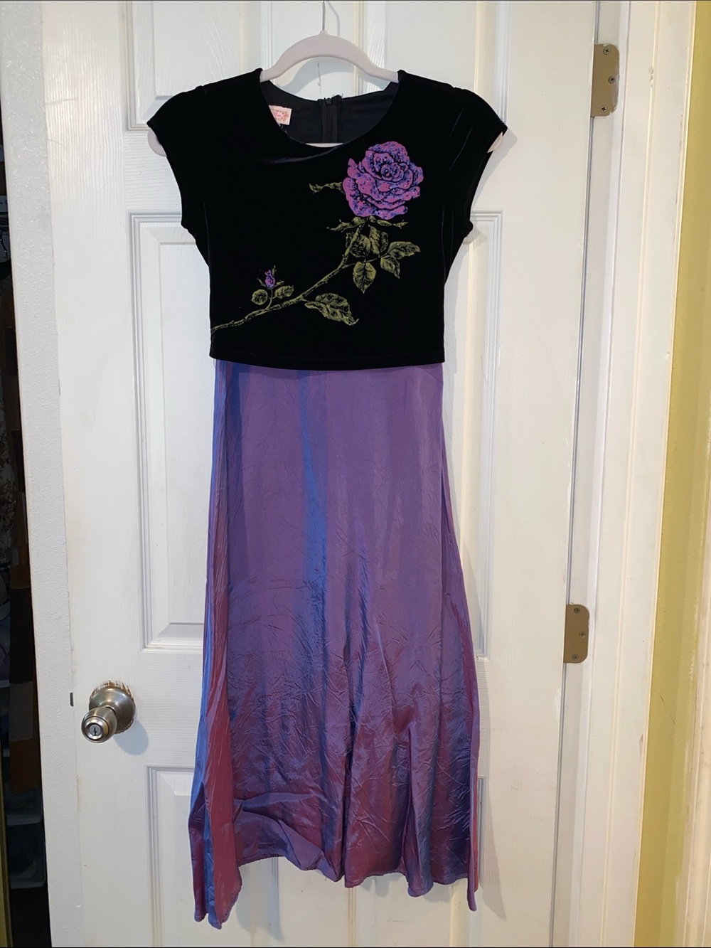 VTG 90s Velvet Gown w/ Color Shift Skirt